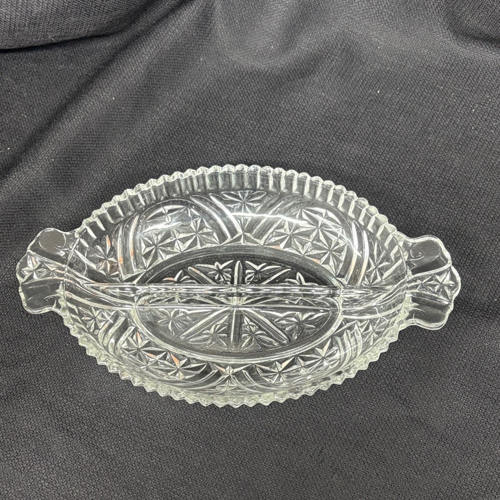 Vintage Pressed Glass Divided Relish Dish